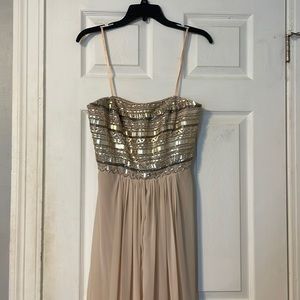 Aidan Mattox long strapless beaded top formal dress